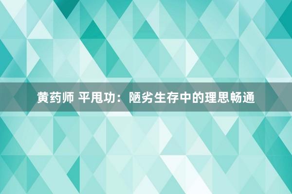黄药师 平甩功：陋劣生存中的理思畅通